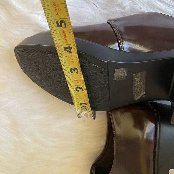 Herstyle Rosaliba Brown patent platform 2”block heels shoes side buckle … - Picture 11 of 13